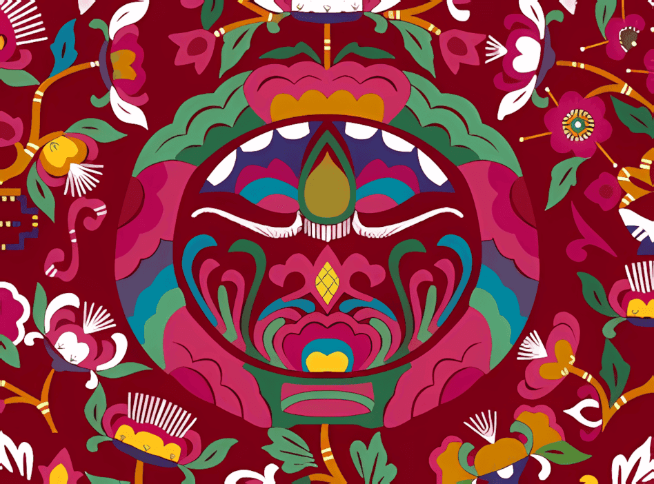 蝶扑混沌花纹刺绣背带心（2）