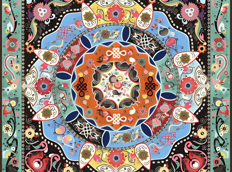 如意花草纹刺绣布贴背带盖帕