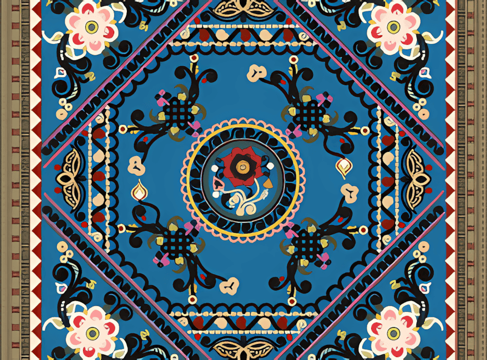 花蝶纹刺绣背带盖帕