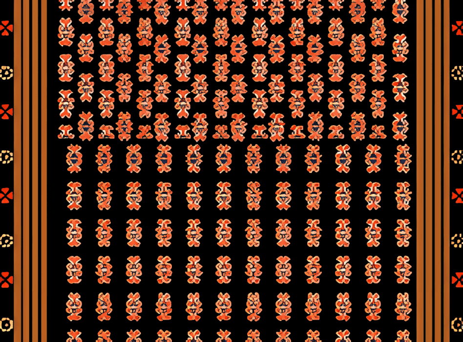 八角花纹挑花背带