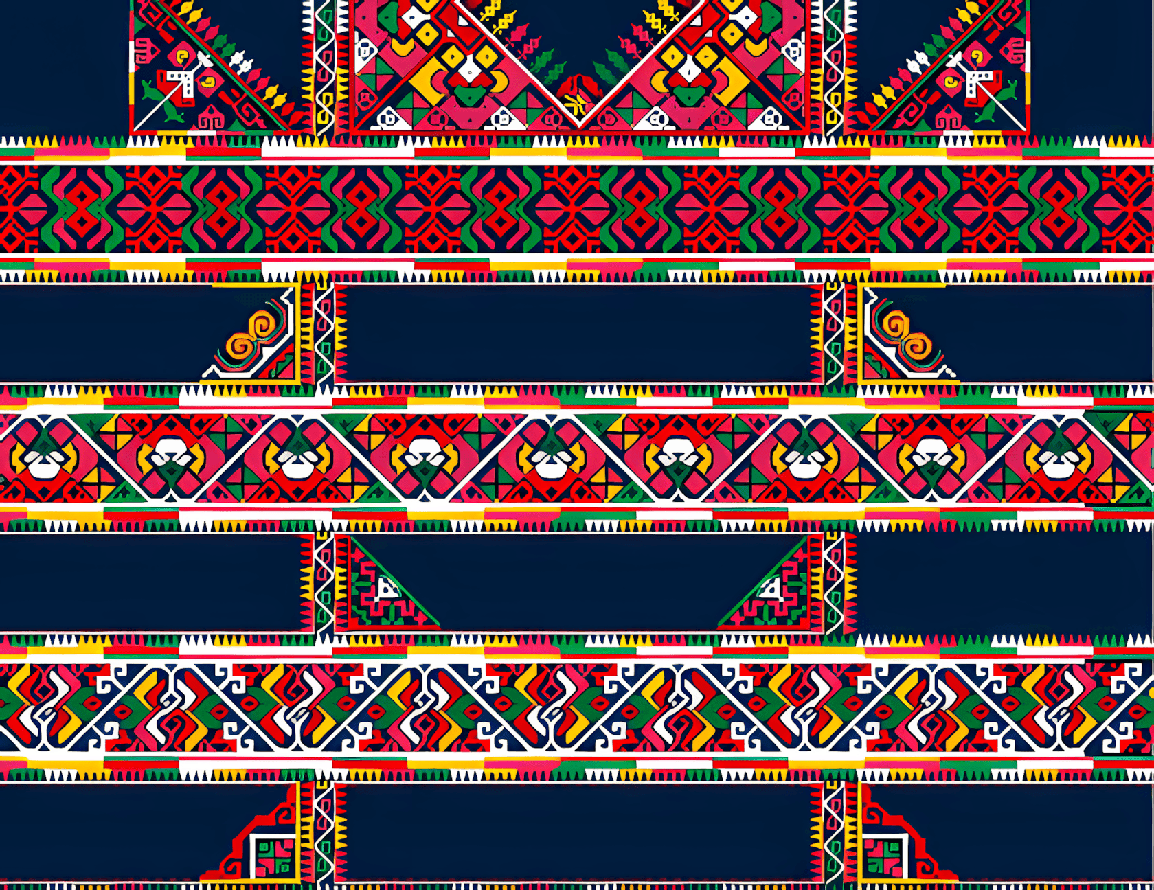 隆林德峨红头苗土布围腰绣花细部