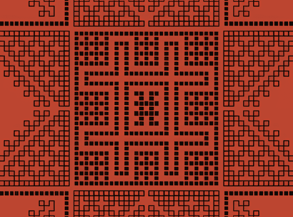 广西金秀盘瑶女子头帕挑花