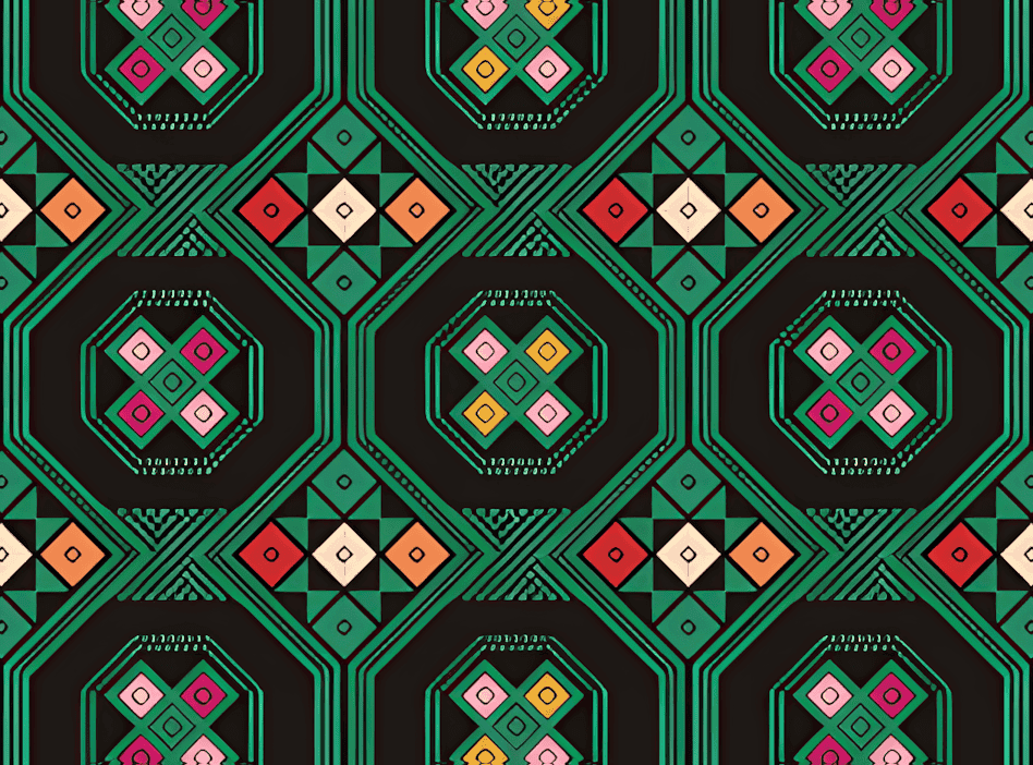 壮锦上的八角格八角星纹