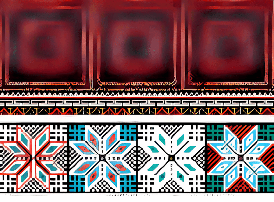 云南文山三幅壮锦上的五彩八角星纹