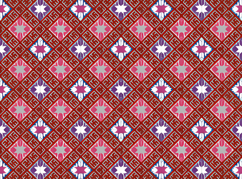 壮锦上的织彩万字菊花纹