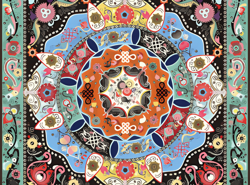 如意花草纹刺绣布贴背带盖帕