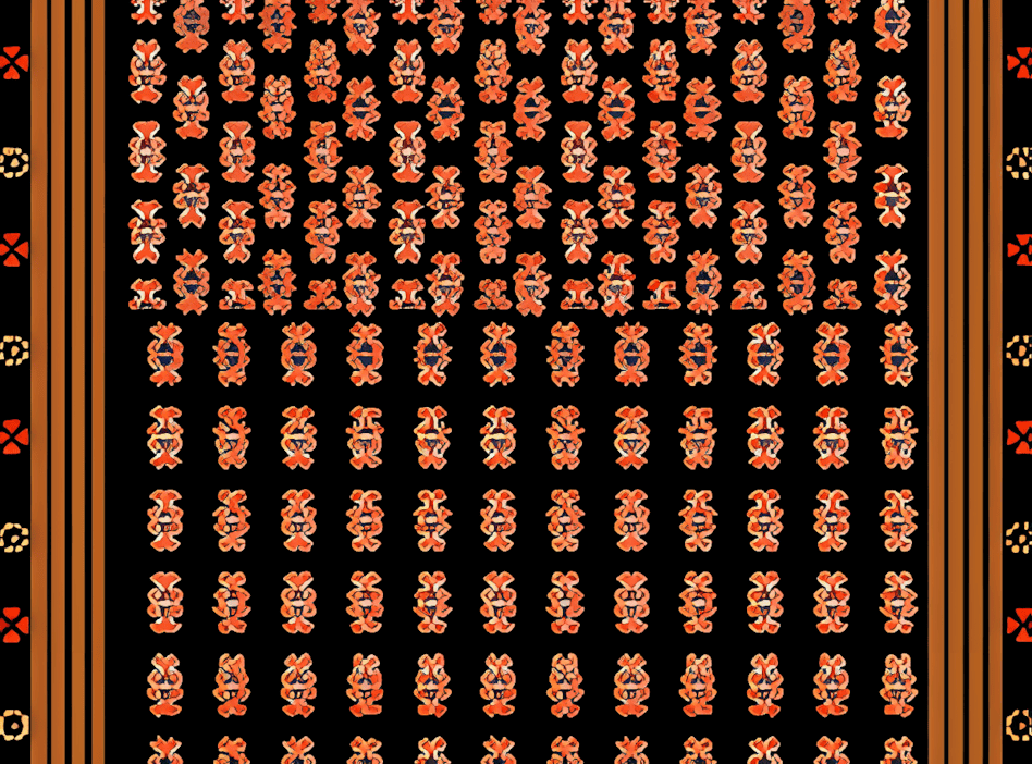 八角花纹挑花背带