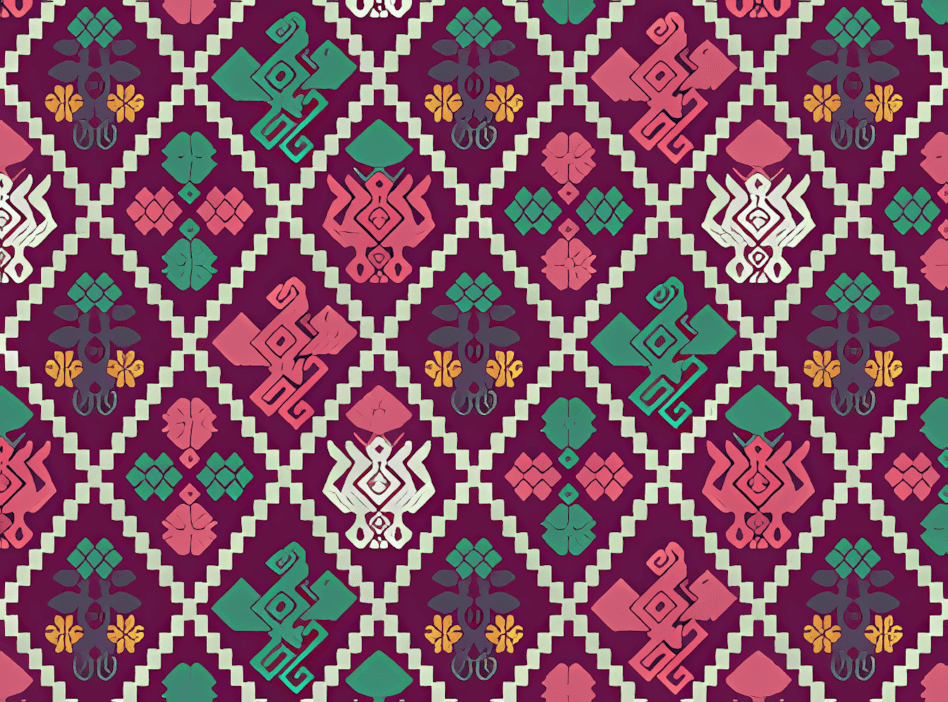 壮锦上的紫地凤凰花树纹