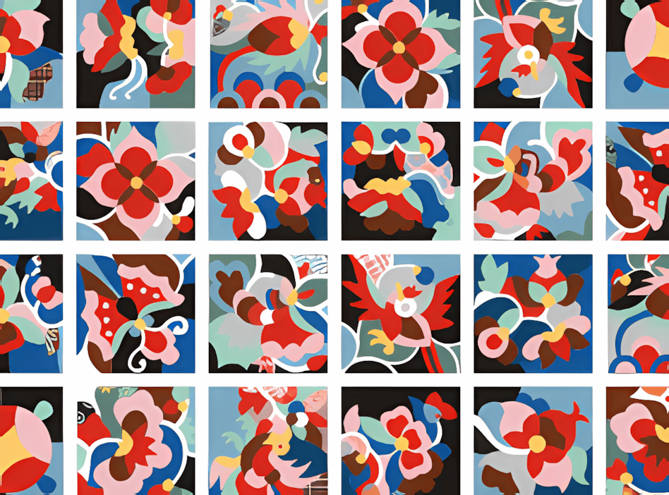 壮族被面上的花卉蝴蝶纹