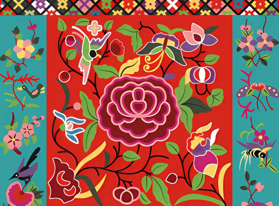 壮族背带上的花卉纹2