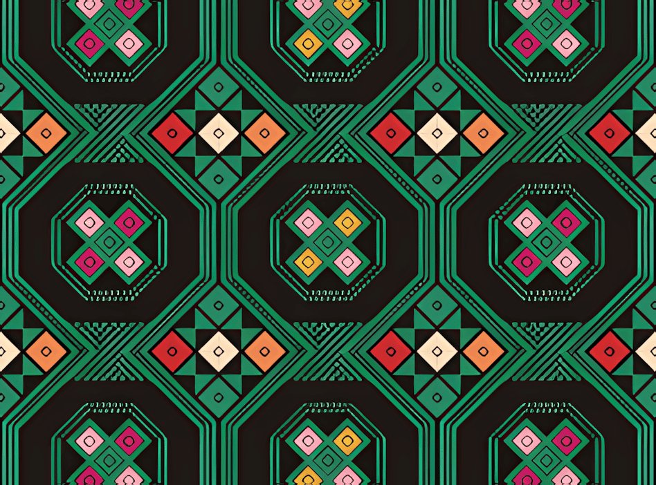 壮锦上的八角格八角星纹