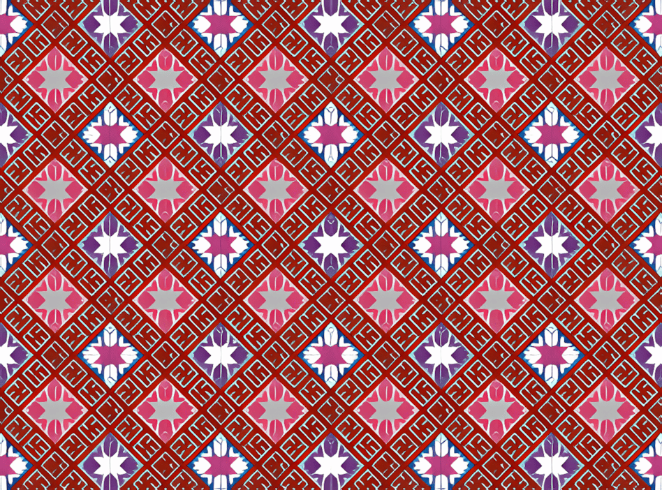 壮锦上的织彩万字菊花纹